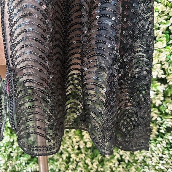 Vintage black scalloped sequin scarf lightweight dressy evening EUC - Picture 3 of 16